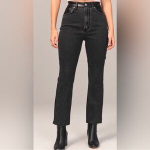 Abercrombie & Fitch - Mixed Fabric Leather Denim Ultra High Rise Straight Jean